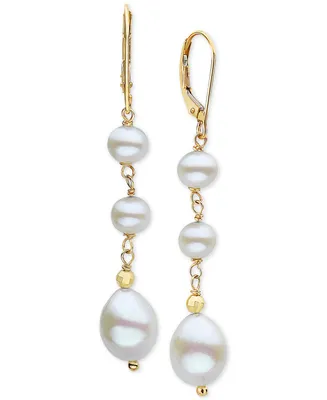 Effy Cultured Freshwater Pearl (5-1/2 & 8mm) Drop Earrings in 14k Gold