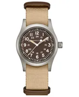 Hamilton Unisex Swiss Mechanical Khaki Field Beige Fabric Strap Watch 38mm