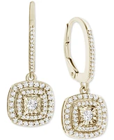 Diamond Halo Drop Earrings (1/2 ct. t.w.) Sterling Silver, 14k Rose Gold Silver & Silver.