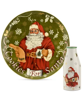 Spode Christmas Tree Cookies for Santa Plate & Bottle