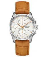 Hamilton Men's Swiss Automatic Chronograph Jazzmaster Brown Leather Strap Watch 42mm