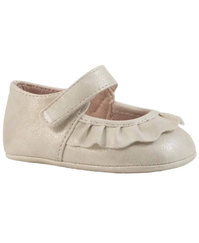 Baby Deer Girl Shimmer Pu Mary Jane with Pleated Scallop Overlay