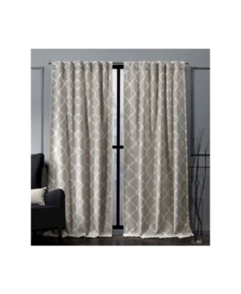 Nicole Miller Treillage Woven Blackout Hidden Tab Top Curtain Panel Pair