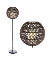 Jonathan Y Bea 61" Outdoor Woven Globe Led Floor Lamp