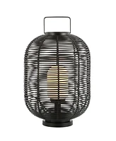 Jonathan Y Kandella 26.7" Outdoor Woven Oval Asian Led Lantern