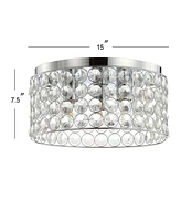 Jonathan Y Ellen 15" 3-Light Crystal/Metal Led Flush Mount