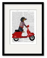 Courtside Market Dachshund On A Moped 16" x 20" Framed and Matted Art