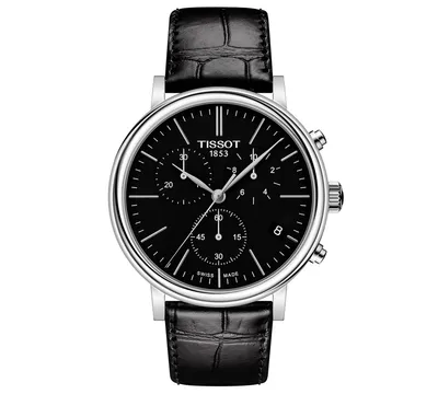 Tissot Men's Swiss Chronograph Carson Premium Black Leather Strap Watch 41mm