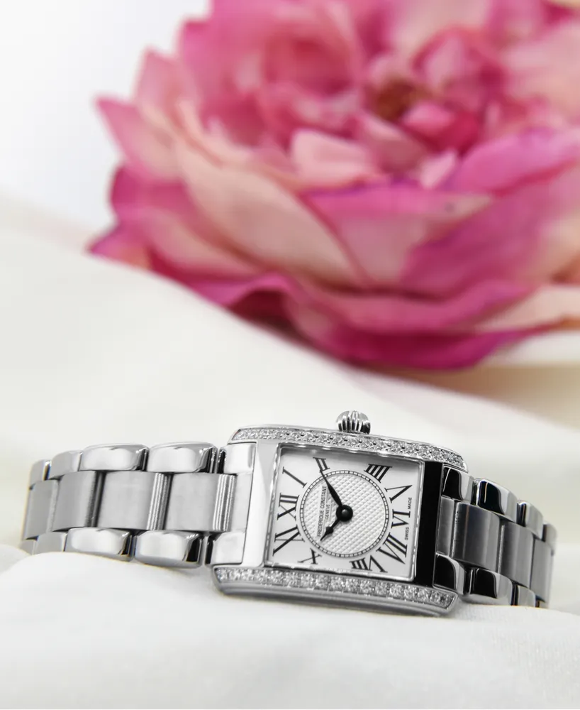 Frederique Constant Women's Swiss Carree Diamond (2/5 ct. t.w.) Stainless Steel Bracelet Watch 23x21mm