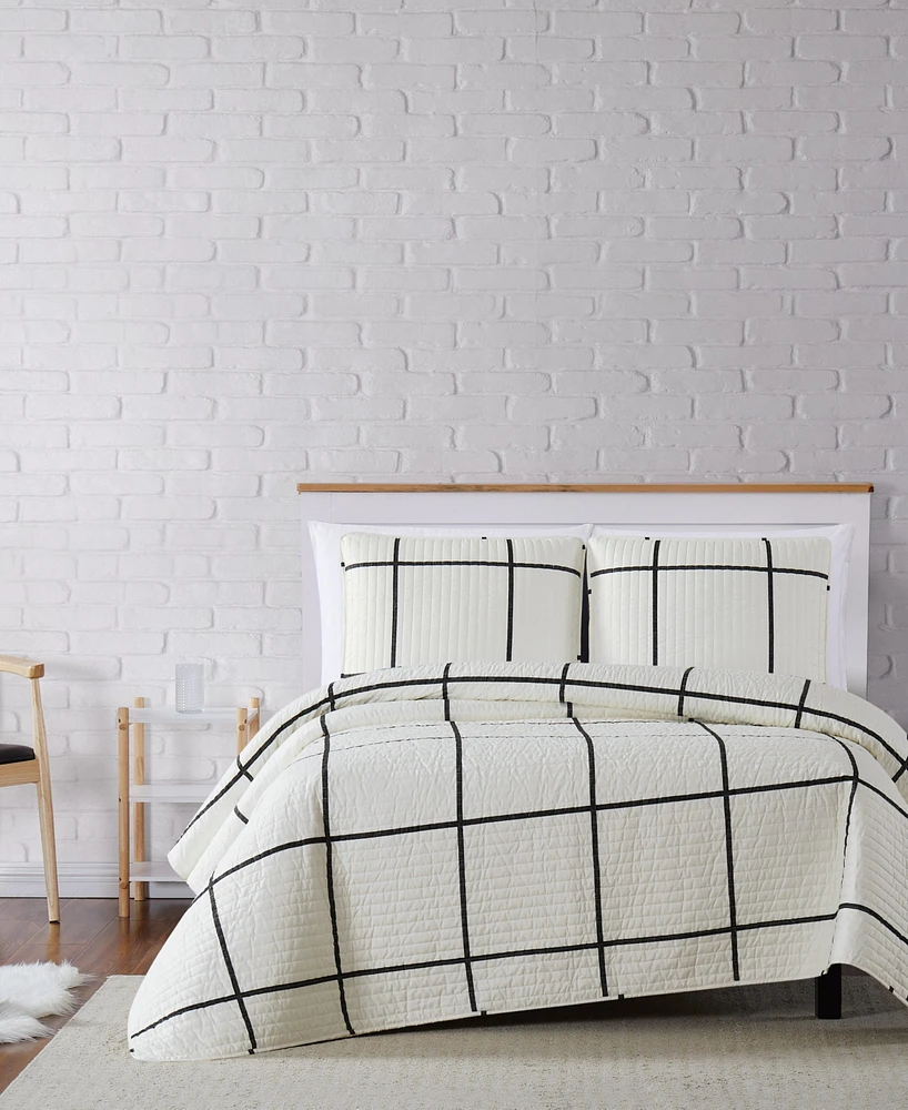 Truly Soft Kurt Windowpane Twin Xl Quilt Set