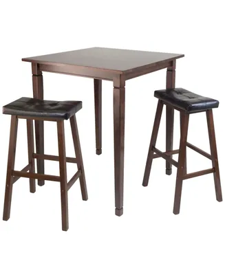 3-Piece Kingsgate High/Pub Dining Table with Cushioned Saddle Stool