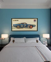 Empire Art Direct "Muscle Blue Car" Dimensional Collage Framed Graphic Art Under Glass Wall Art - 25'' x 48''