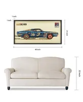 Empire Art Direct "Muscle Blue Car" Dimensional Collage Framed Graphic Art Under Glass Wall Art - 25'' x 48''