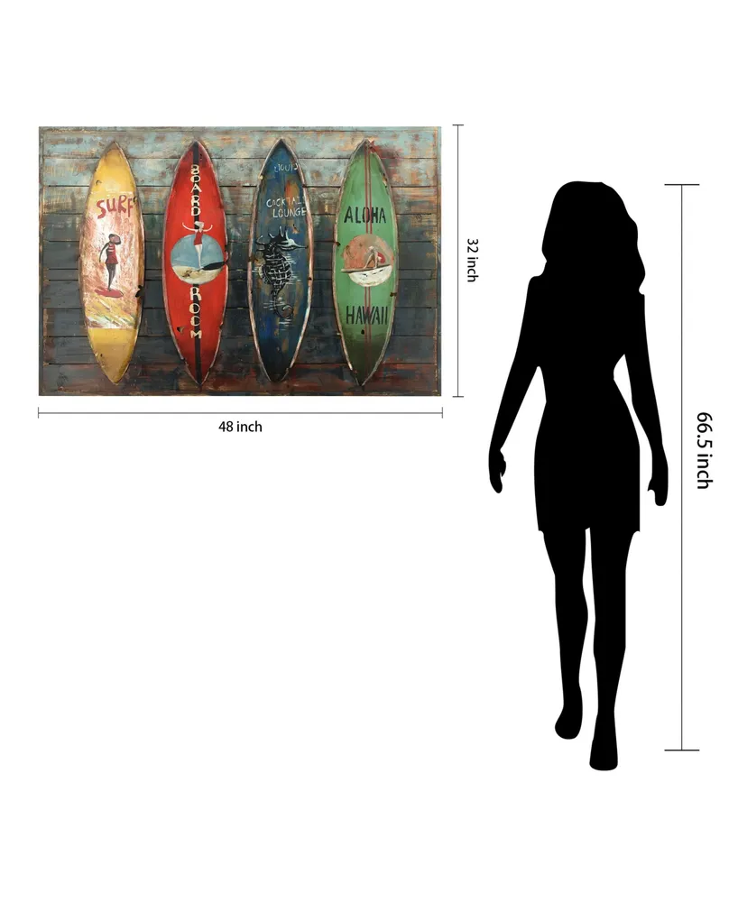 Empire Art Direct 'Surfboards' Metallic Handed Painted Rugged Wooden Blocks Wall Sculpture - 32" x 48"