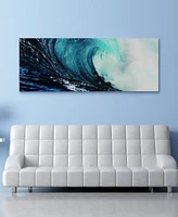 Empire Art Direct 'Blue Wave 2' Frameless Free Floating Tempered Glass Panel Graphic Wall Art - 24" x 63''