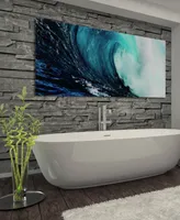 Empire Art Direct 'Blue Wave 2' Frameless Free Floating Tempered Glass Panel Graphic Wall Art - 24" x 63''