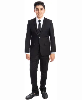 Perry Ellis Big Boy's 5-Piece Shirt, Tie, Jacket, Vest and Pants Solid Suit Set