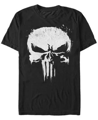 Marvel Men's Punisher White Paint Splattered Skull Short Sleeve T-Shirt