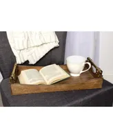 Kate and Laurel Ormond Walnut Wood Decorative Tray - 10" x 18.5"