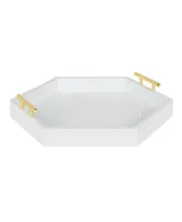 Kate and Laurel Lipton Hexagon Decorative Tray with Metal Handles