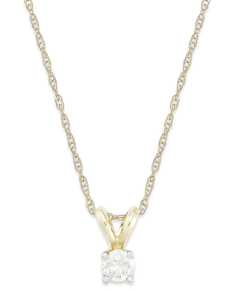 Round-Cut Diamond Pendant Necklace in 10k White or Yellow Gold (1/4 ct. t.w.)