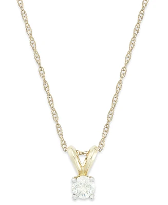 Round-Cut Diamond Pendant Necklace in 10k White or Yellow Gold (1/4 ct. t.w.)