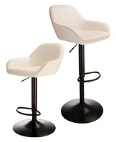 Glitzhome Mid-Century Modern Leatherette Gaslift Adjustable Swivel Bar Stool Set of 2