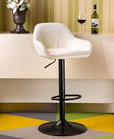Glitzhome Mid-Century Modern Leatherette Gaslift Adjustable Swivel Bar Stool Set of 2