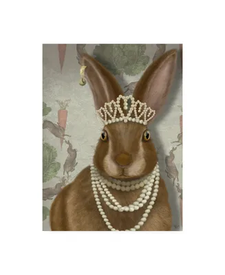 Fab Funky Rabbit and Pearls, Portrait Canvas Art