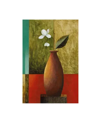 Pablo Esteban Flower in Vase with Squares Canvas Art