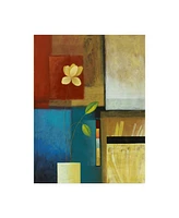 Pablo Esteban Flower and Red and Blue Squares Canvas Art