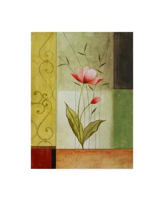 Pablo Esteban Pink Flower with Scrolls Canvas Art