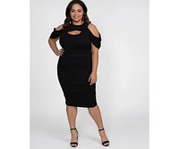 Kiyonna Plus Size Bianca Ruched Cocktail Dress