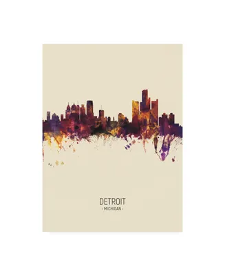 Michael Tompsett Detroit Michigan Skyline Portrait Iii Canvas Art