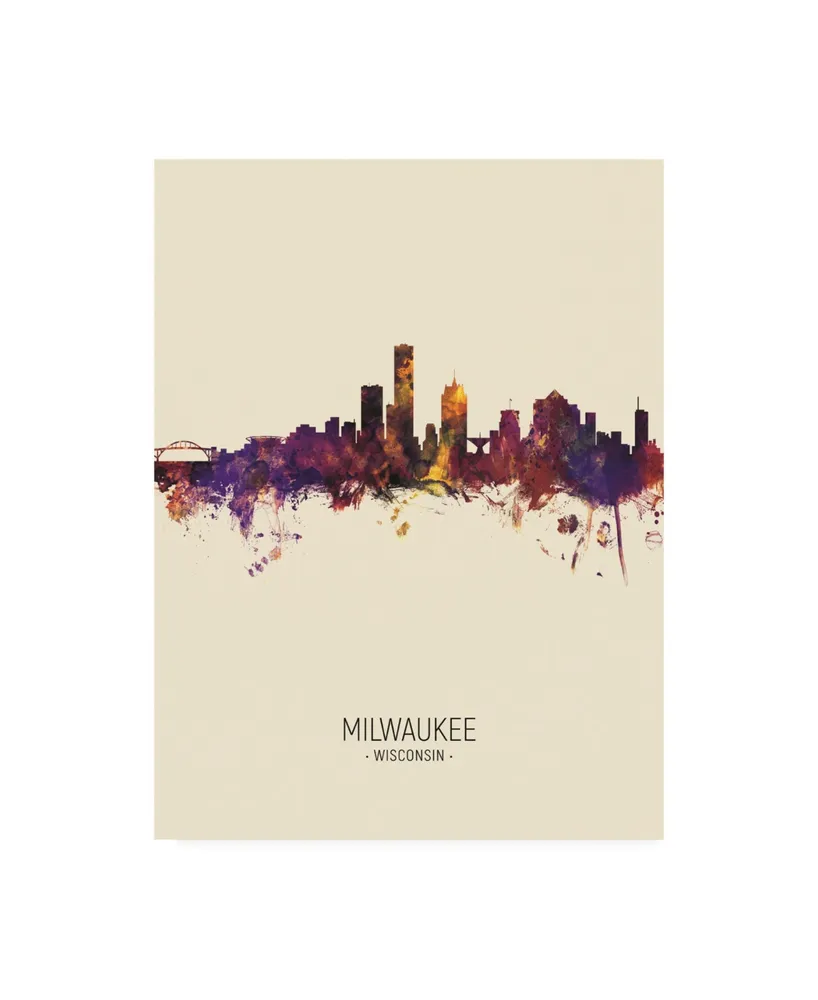 Michael Tompsett Milwaukee Wisconsin Skyline Portrait Iii Canvas Art - 15.5" x 21"