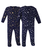 Hudson Baby Zipper Sleep N Play, Metallic Stars, 2 Pack, 6-9 Months