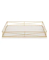 Kate and Laurel Mendel Rectangle Tray with Decorative Metal Rim - 12" x 16.5"