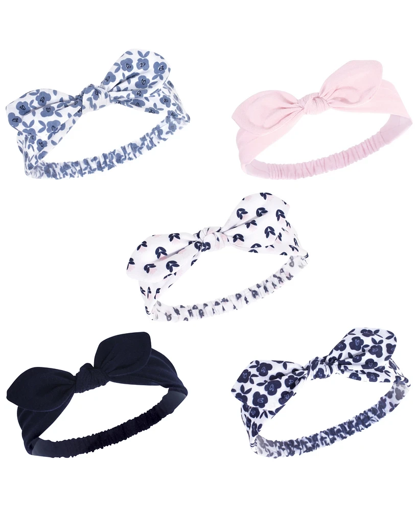 Hudson Baby Girls Headbands 5pk, Doodle, 0-24 Months