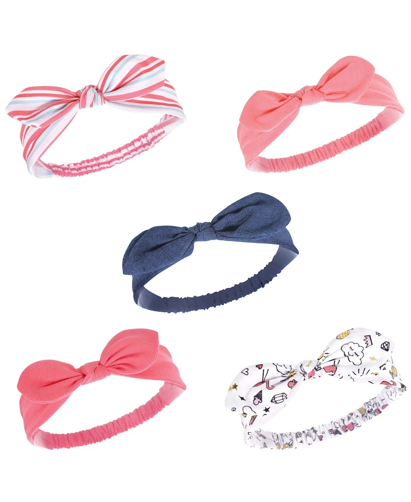 Hudson Baby Baby Girls Hudson Headbands 5pk, Doodle, 0-24 Months