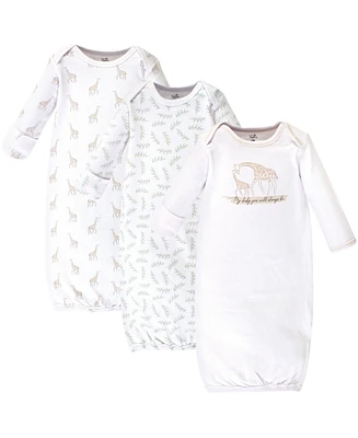 Touched by Nature Baby Boys Organic Cotton Long-Sleeve Gowns 3pk Giraffe, 0-6 Months
