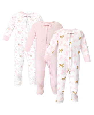 Yoga Sprout Baby Girls Baby Cottton Zipper Sleep and Play 3pk