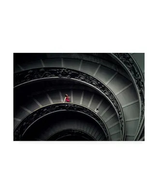 Lotte Gronkjar Spiral Stairs Woman in Red Canvas Art