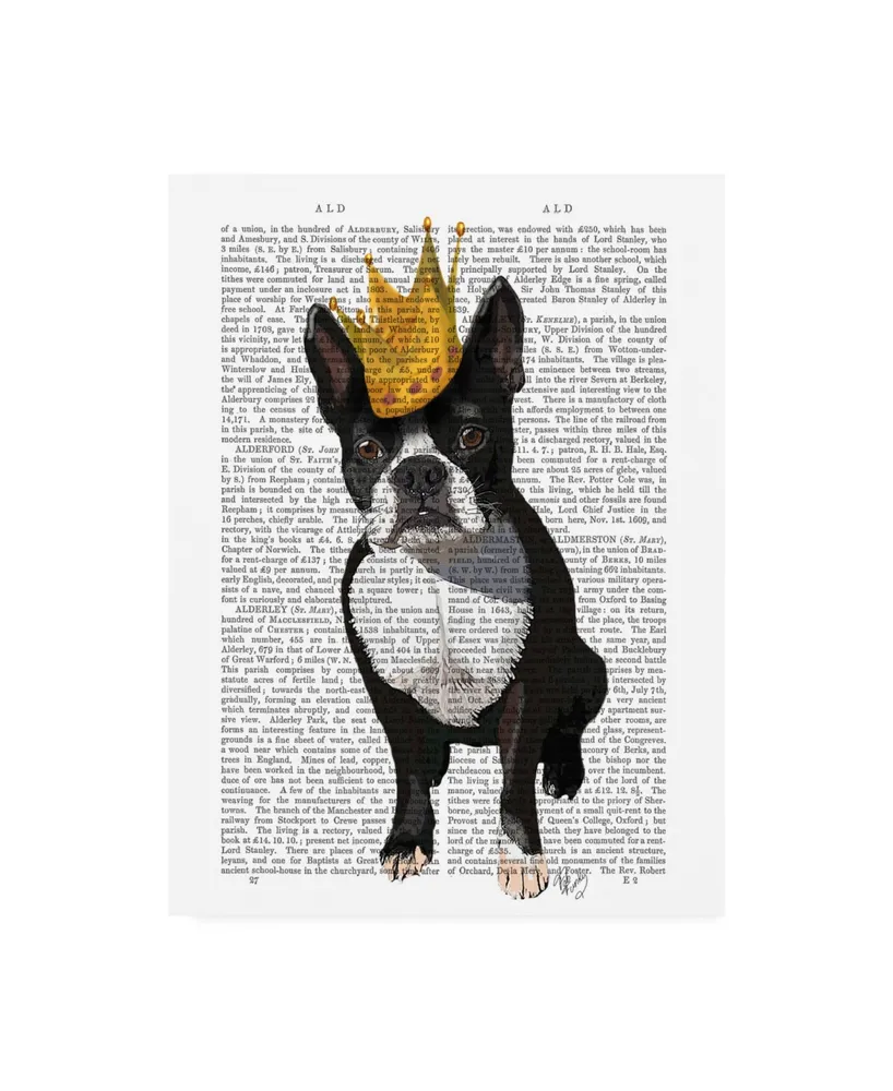 Fab Funky Boston Terrier and Crown Canvas Art