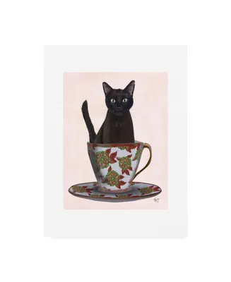 Fab Funky Black Cat in Teacup Canvas Art
