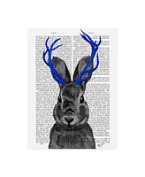 Fab Funky Jackalope with Blue Antlers Canvas Art - 19.5" x 26"