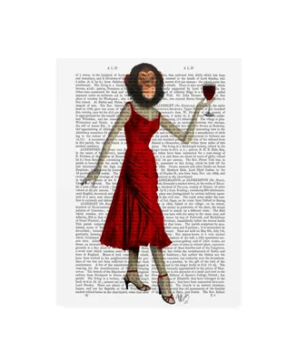 Fab Funky Chimp with Wine Canvas Art
