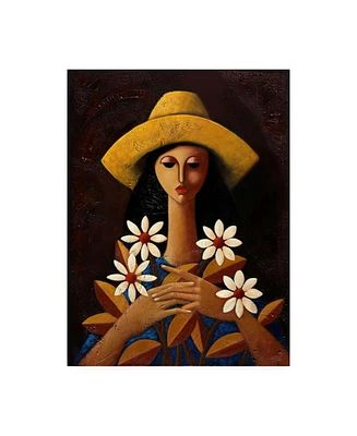 Oscar Ortiz Five Daisies Canvas Art - 36.5" x 48"