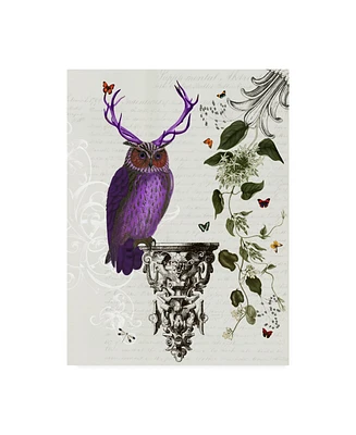 Fab Funky Purple Owl with Antlers Canvas Art
