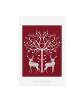 Fab Funky Christmas Des Grey on Red Canvas Art