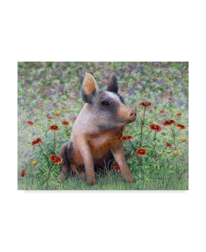 Marcia Matcham Flower Girl Piggy Canvas Art - 37" x 49"